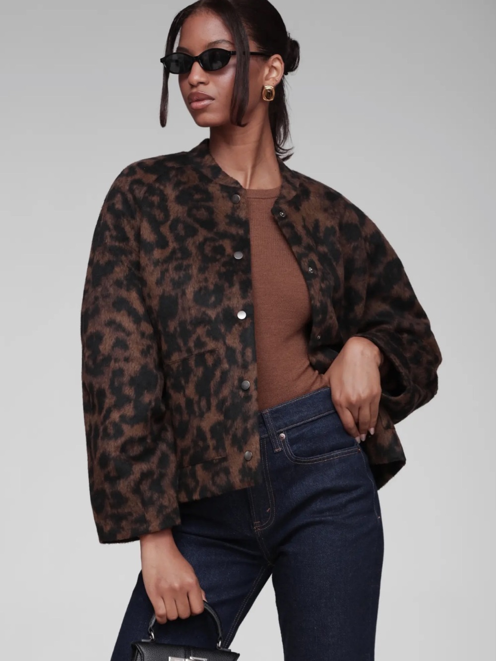 Bagatelle Textured Animal Print Bomber Jacket